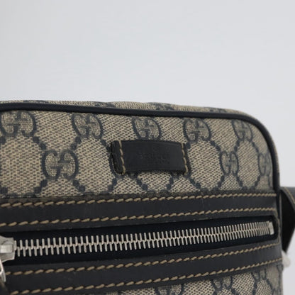 Gucci Front Zip Messenger GG Coated Canvas, NAVY, CANVAS, Shoulder bag