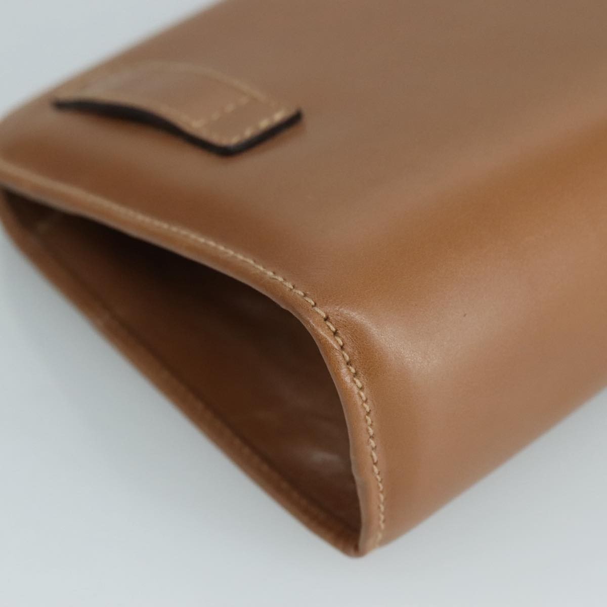 Salvatore Ferragamo Vintage Gancini Pochette Leather, BROWN, LEATHER, Clutche & pouche