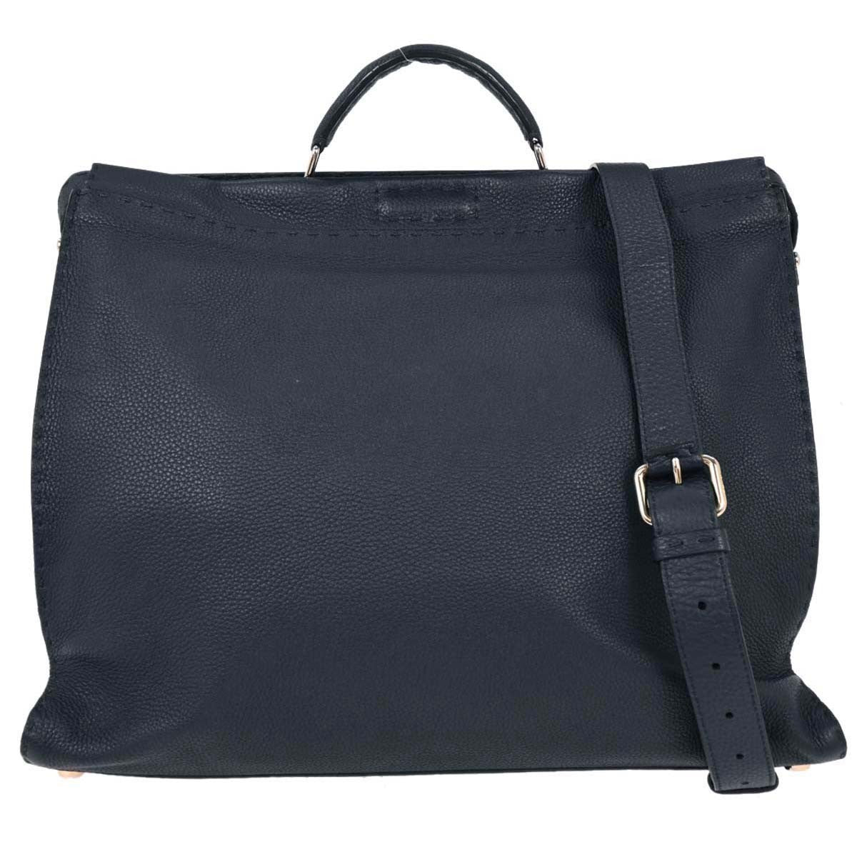 Fendi Monster Selleria Peekaboo Fit Bag Leather, NAVY, LEATHER, Tote bag