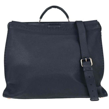 Fendi Monster Selleria Peekaboo Fit Bag Leather, NAVY, LEATHER, Tote bag