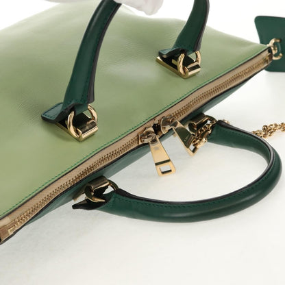 Chloe Bicolor Baylee Satchel Leather, GREEN, LEATHER, Handbag