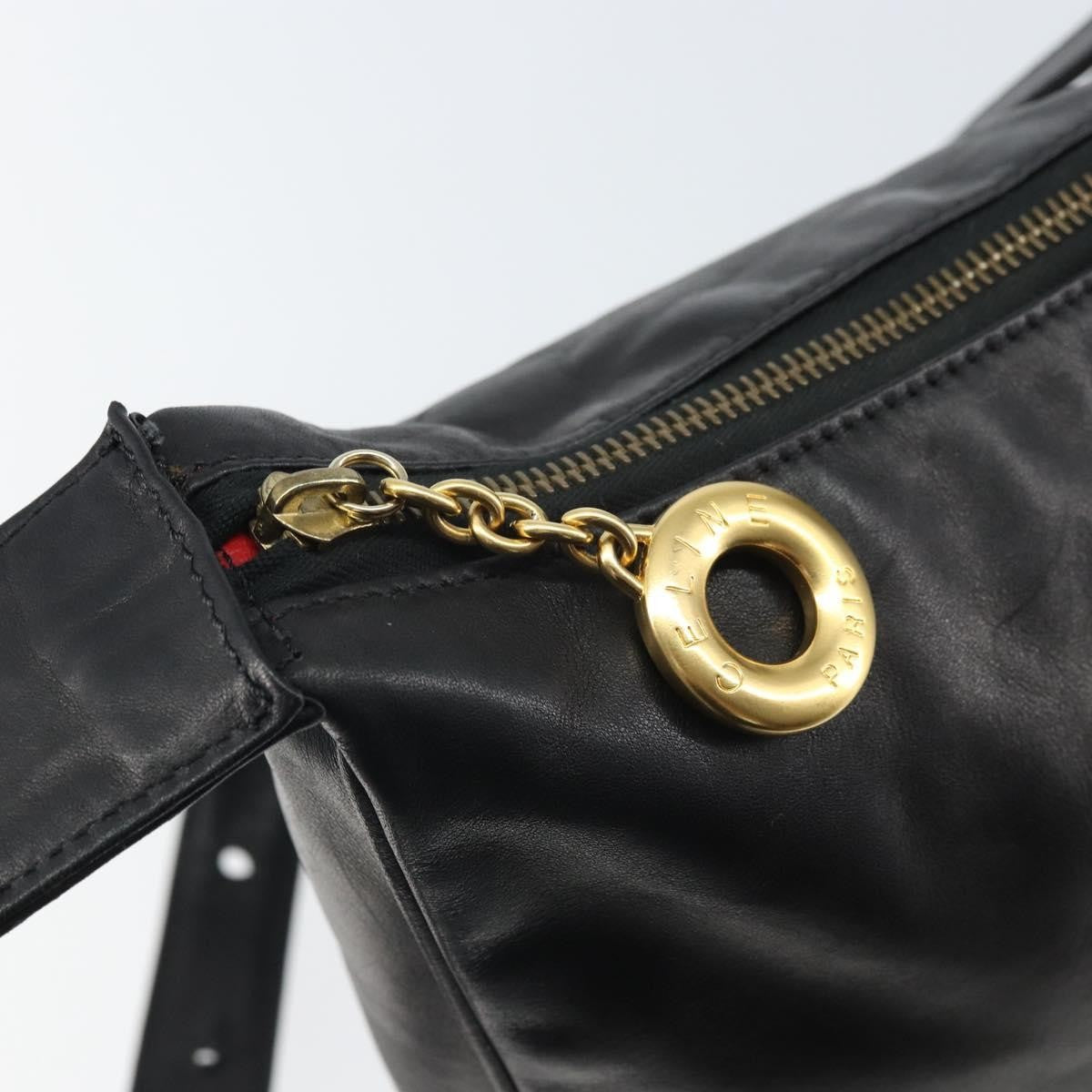 Celine Circle Logo Shoulder Bag Leather, BLACK, LEATHER, Shoulder bag