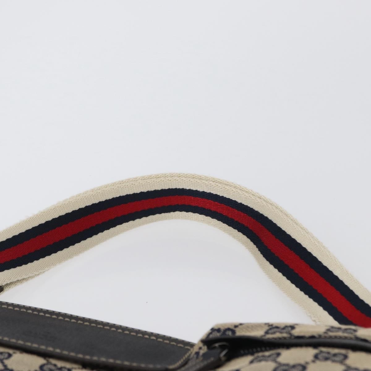 Gucci Vintage Double Belt Bag GG Canvas with Leather, NAVY, CANVAS, Clutche & pouche