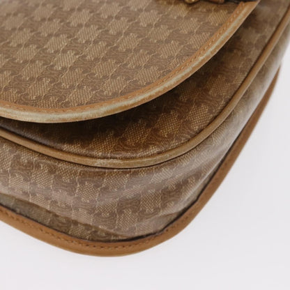 Celine Vintage Macadam Shoulder Bag Canvas and Leather, BEIGE, CANVAS, Shoulder bag