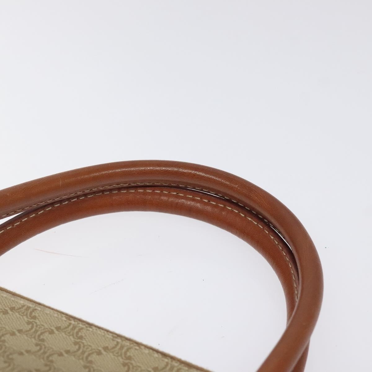 Celine Vintage Macadam Handbag Canvas and Leather, Beige, Canvas, Handbag