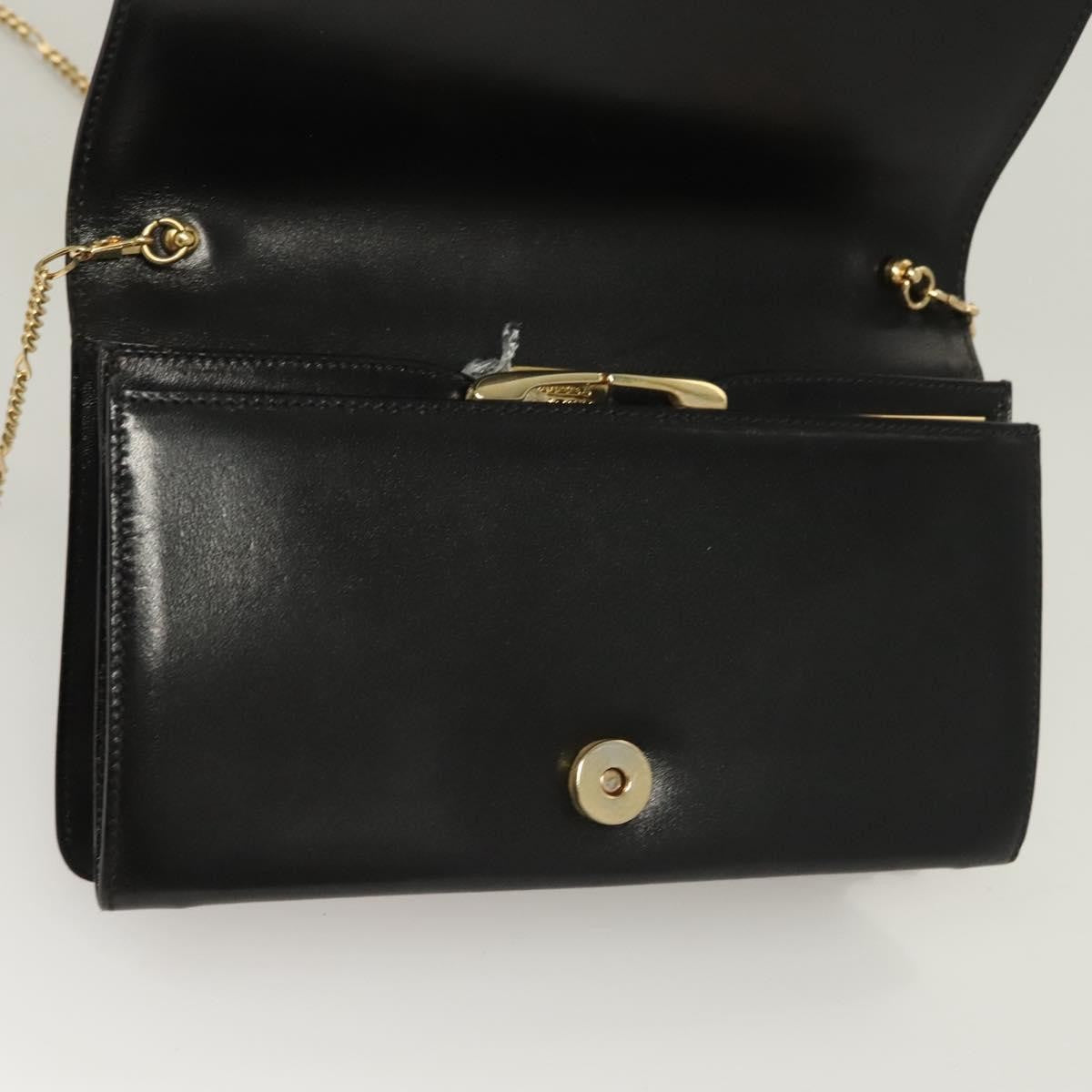 Bally Vintage Chain Shoulder Bag Quilted Leather, BLACK, LEATHER, Shoulder bag