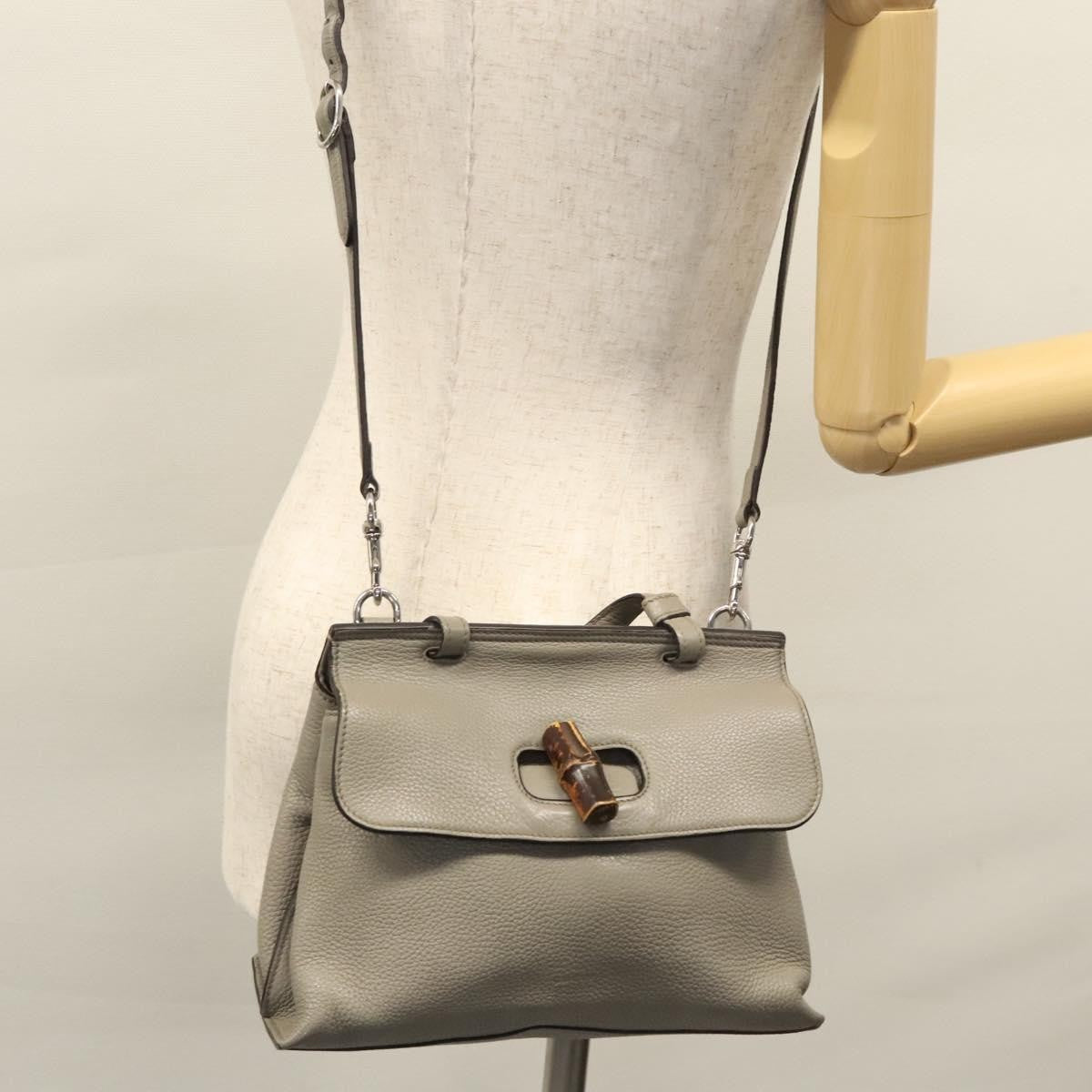 Gucci Bamboo Daily Top Handle Bag Leather, GRAY, LEATHER, Handbag
