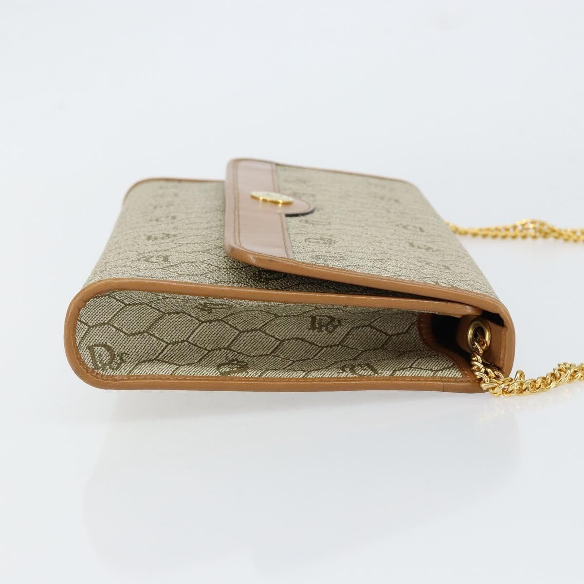 Christian Dior Vintage Honeycomb chain Canvas, BEIGE, CANVAS, Shoulder bag
