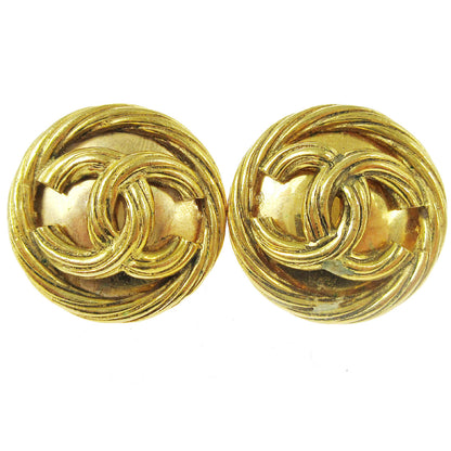 Chanel CC Button Clip-On Earrings Metal, GOLD, GOLD_PLATED, Earrings