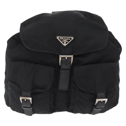 Prada Double Front Pocket Backpack Tessuto, BLACK, NYLON, Backpack