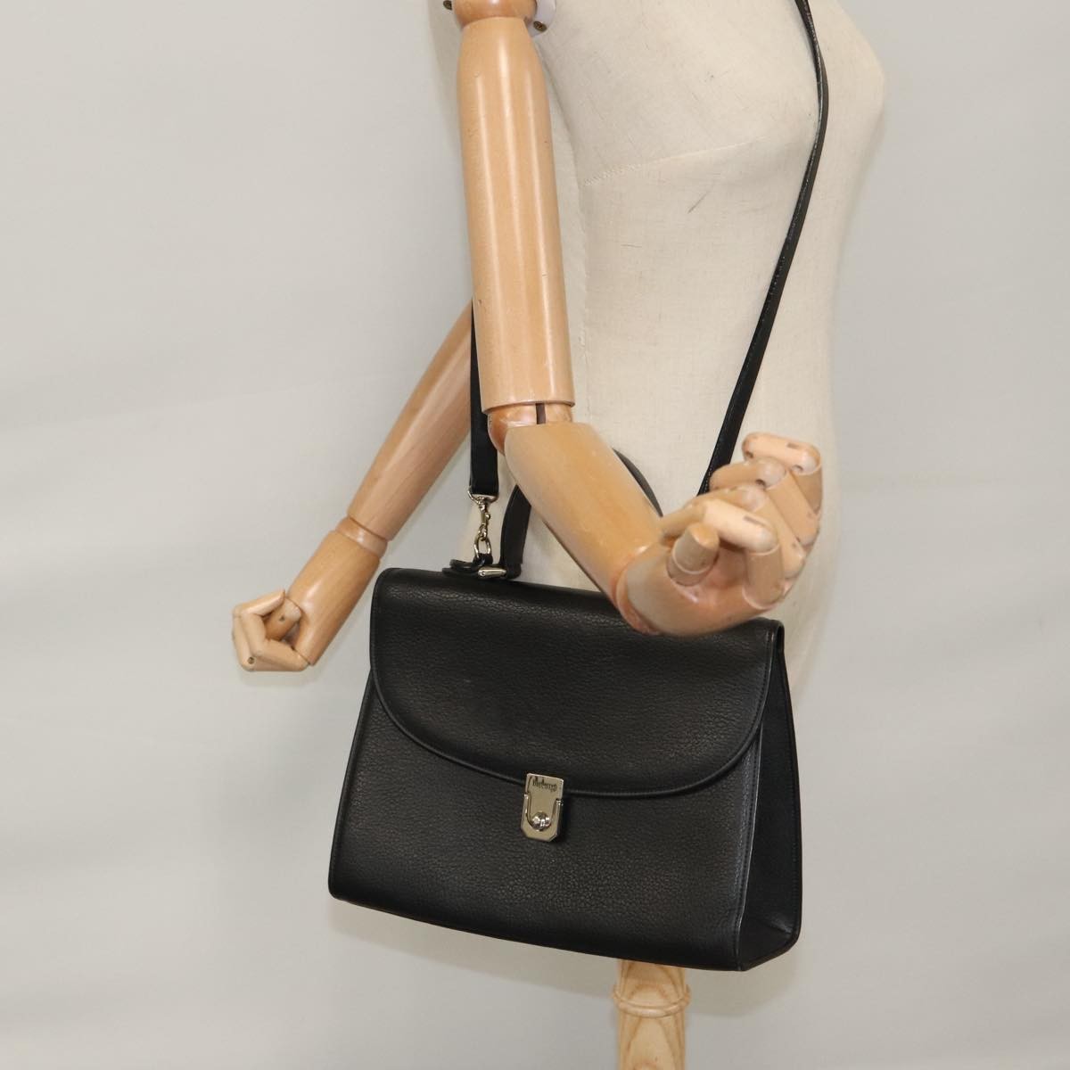 Burberry Vintage Handbag Leather, BLACK, LEATHER, Handbag