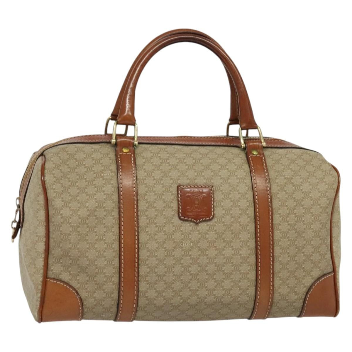 Celine Vintage Duffle Bag Macadam Coated Canvas, BEIGE, CANVAS, Travel bag