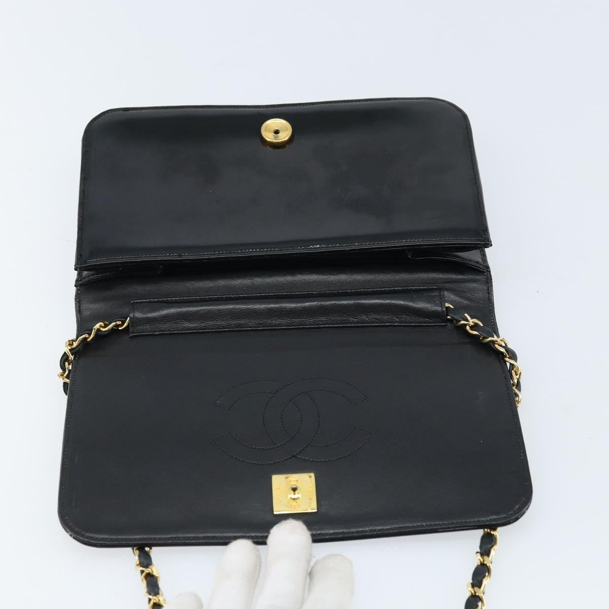 Chanel Wallet on Chain Quilted Patent, Black, Patent Leather, Shoulder Bag