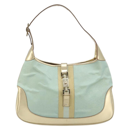 Gucci Vintage Jackie Shoulder Bag Canvas and Leather, Blue, Canvas, Shoulder Bag