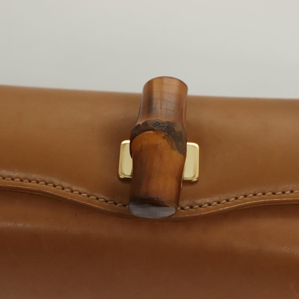 Gucci Vintage Convertible Bamboo Box Crossbody Bag Leather, BROWN, LEATHER, Handbag