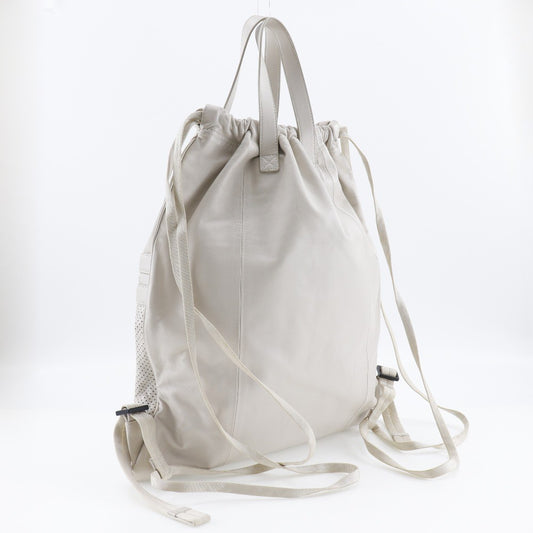 Bottega Veneta Drawstring Backpack Perforated Leather, BEIGE, CALFSKIN, Backpack