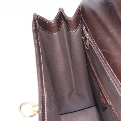 Celine Vintage Logo Top Handle Bag Leather, BROWN, LEATHER, Handbag