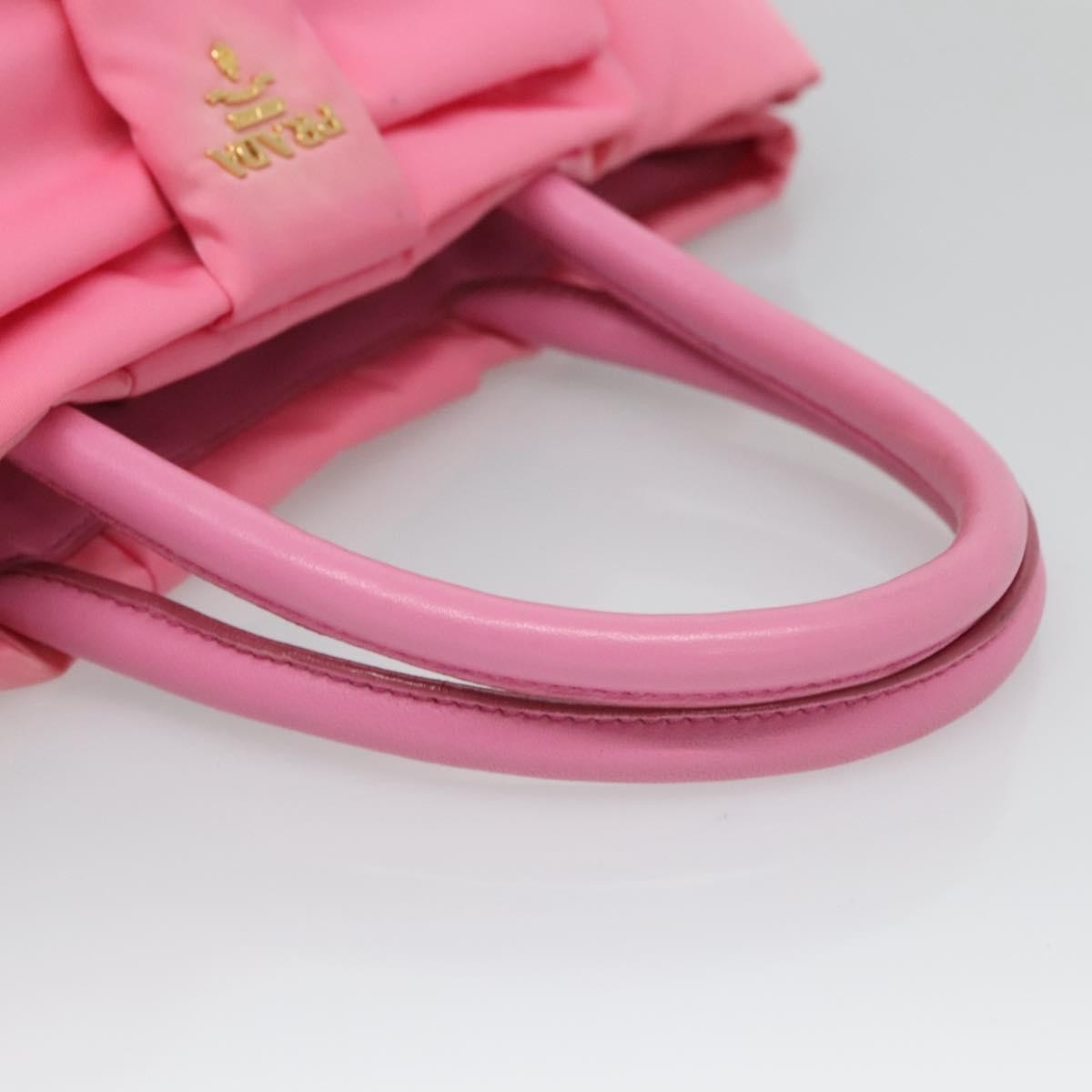 Prada Bow Tote Tessuto with Leather, PINK, NYLON, Tote bag