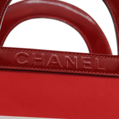 Chanel Vintage Portrait Tote Printed Leather and Quilted Patent, Red, Leather, Tote Bag