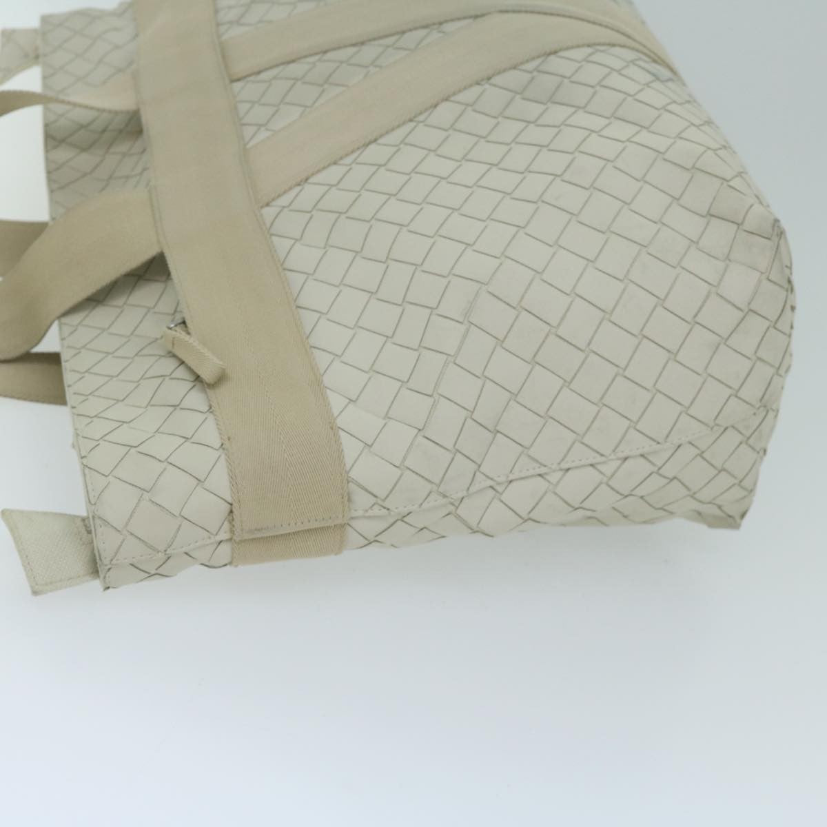 Bottega Veneta Zipped Tote Rubber Intrecciato with Canvas, WHITE, LEATHER, Tote bag