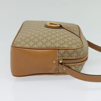 Celine Vintage Macadam Shoulder Bag Canvas and Leather, Beige, Canvas, Shoulder Bag