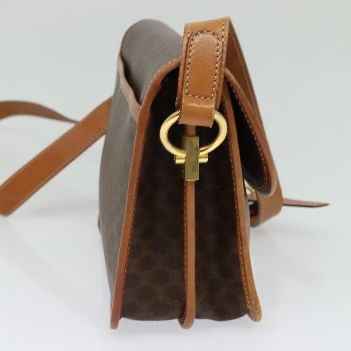 Celine Vintage Macadam Shoulder Bag Canvas and Leather, BROWN, CANVAS, Shoulder bag