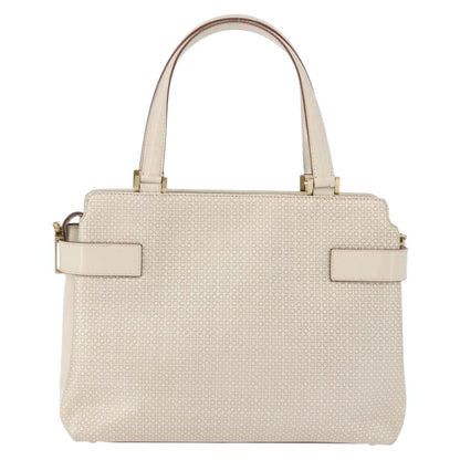 Salvatore Ferragamo Double Gancini Side Buckle Tote Leather, BEIGE, LEATHER, Handbag