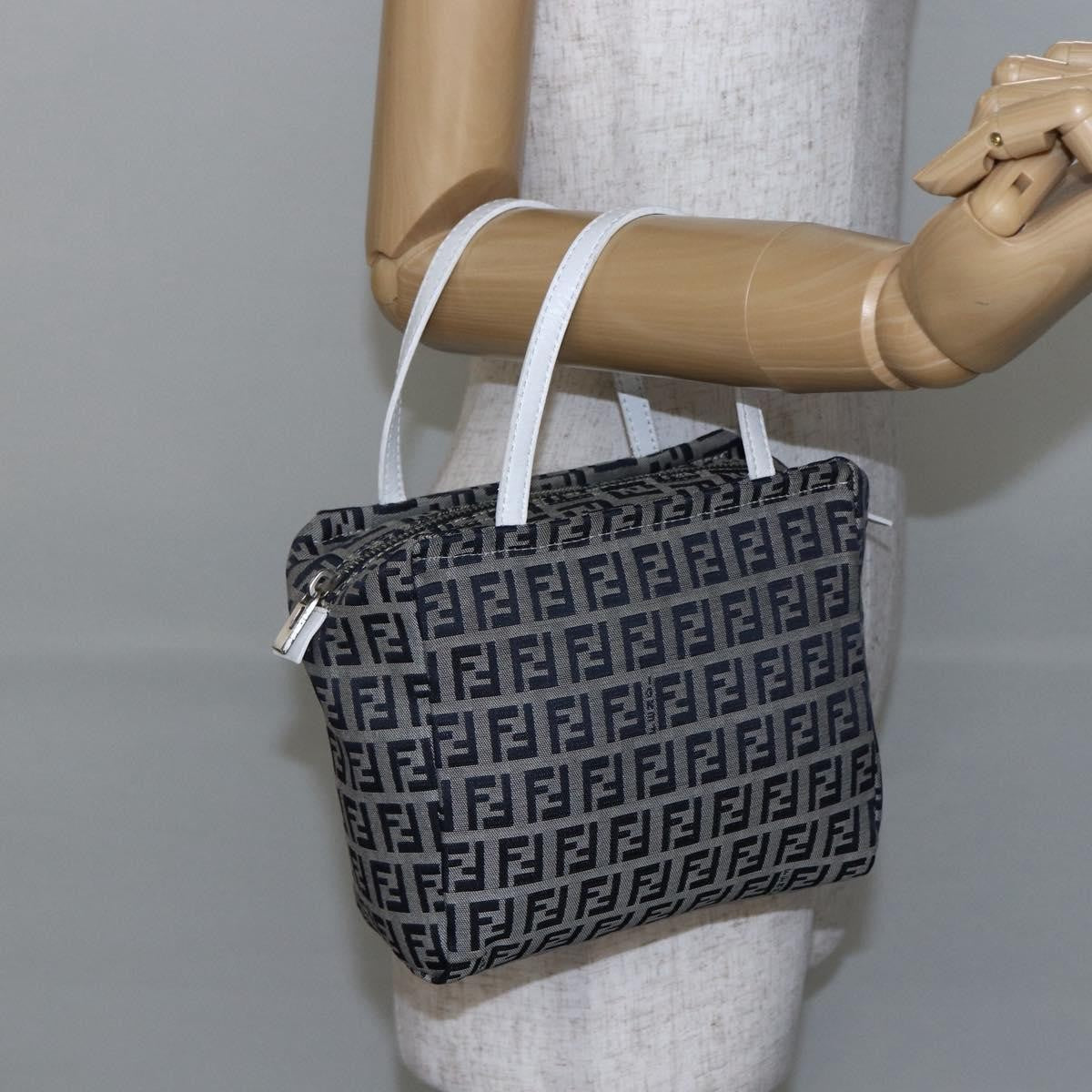 Fendi Vintage Top Handle Bag Zucchino, NAVY, CANVAS, Tote bag