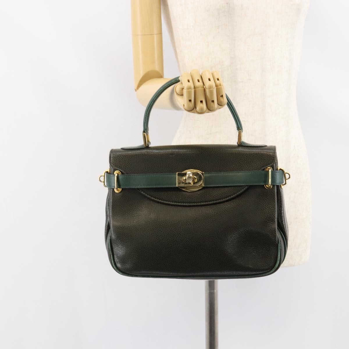 Bally Vintage Handbag Leather, KHAKI, LEATHER, Handbag
