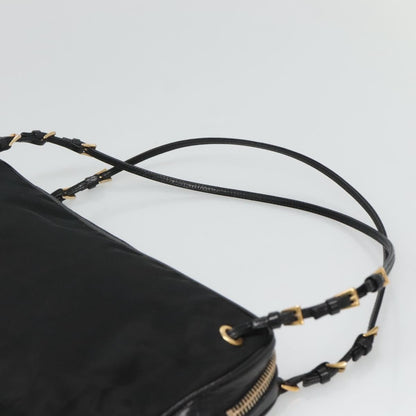 Prada SHOULDER BAG NYLON BLACK GOLD, Black, Nylon, Shoulder Bag