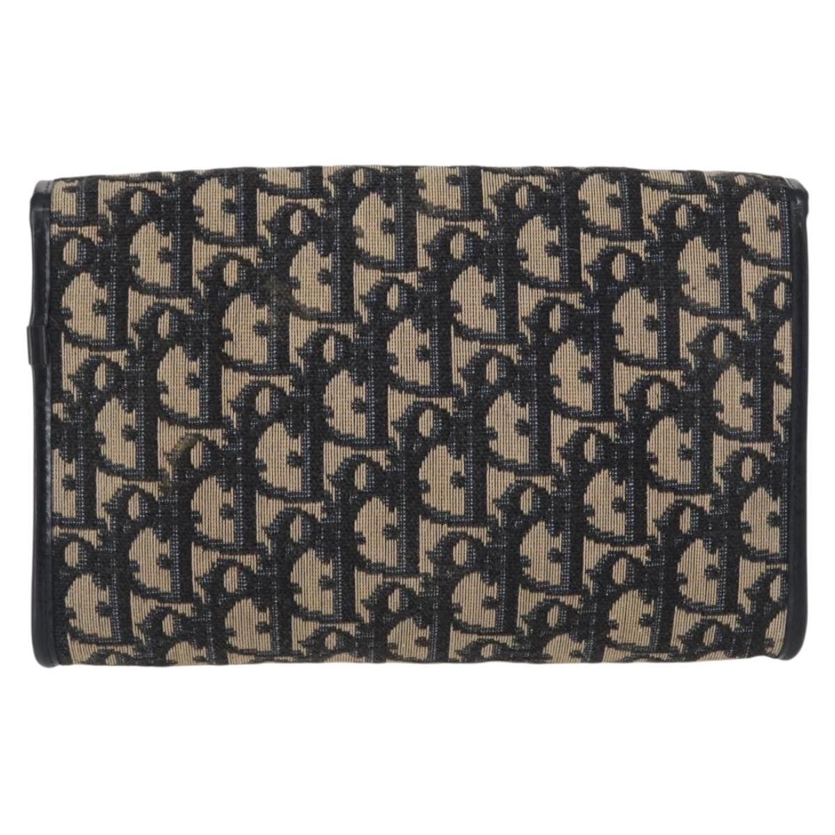 Christian Dior Vintage CD Chain Flap Shoulder Bag Diorissimo Canvas, NAVY, CANVAS, Shoulder bag
