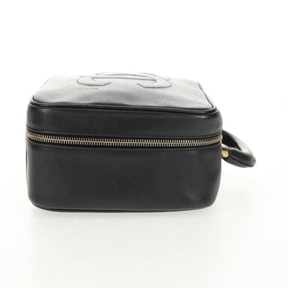 Chanel Vintage Timeless Zip Around Vanity Case Caviar, Black, Leather, Clutch