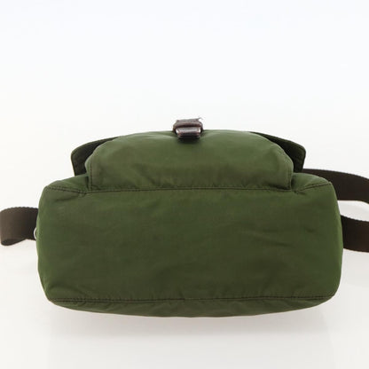 Prada Buckle Messenger Bag Tessuto, Green, Nylon, Shoulder Bag