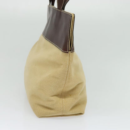 Chanel Vintage CC Tote Canvas with Leather, BEIGE, CANVAS, Tote bag