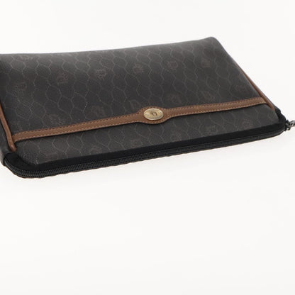 Christian Dior Vintage Honeycomb Zip Pouch Coated Canvas, BLACK, PVC, Clutche & pouche