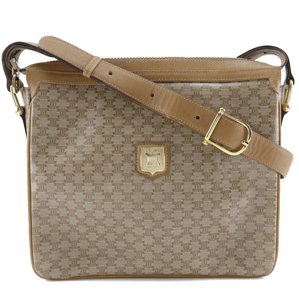 Celine Macadam Shoulder Bag PVC Leather, BEIGE, PVC, Shoulder bag