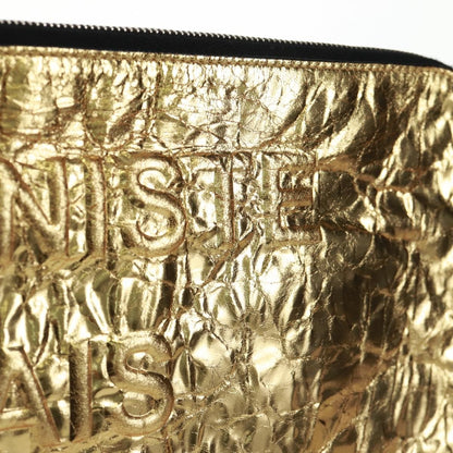 Chanel Feminine Pouch Crinkled Leather, Gold, Leather, Clutch