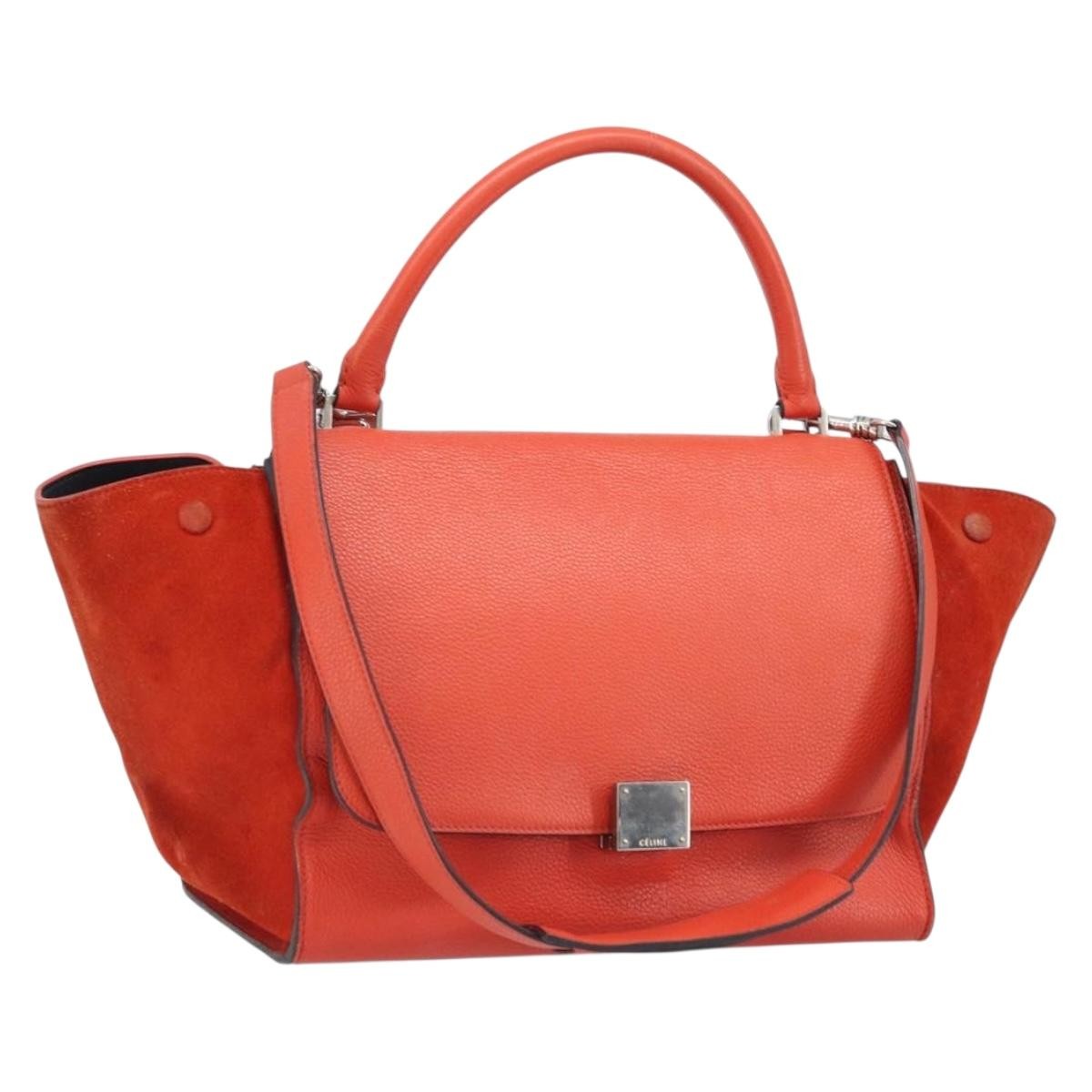 Celine Trapeze Bag Leather with Suede, Orange, Leather, Handbag