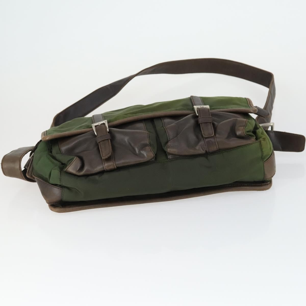 Prada Vintage Shoulder Bag Nylon and Leather, GREEN, NYLON, Shoulder bag