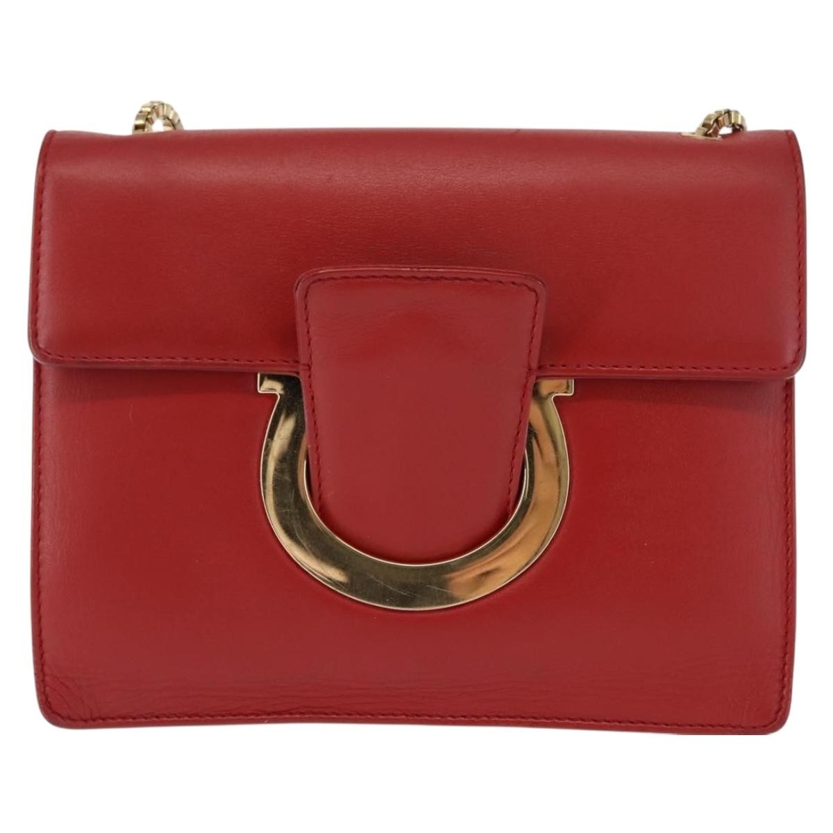 Salvatore Ferragamo Thalia Shoulder Bag Leather, RED, LEATHER, Shoulder bag