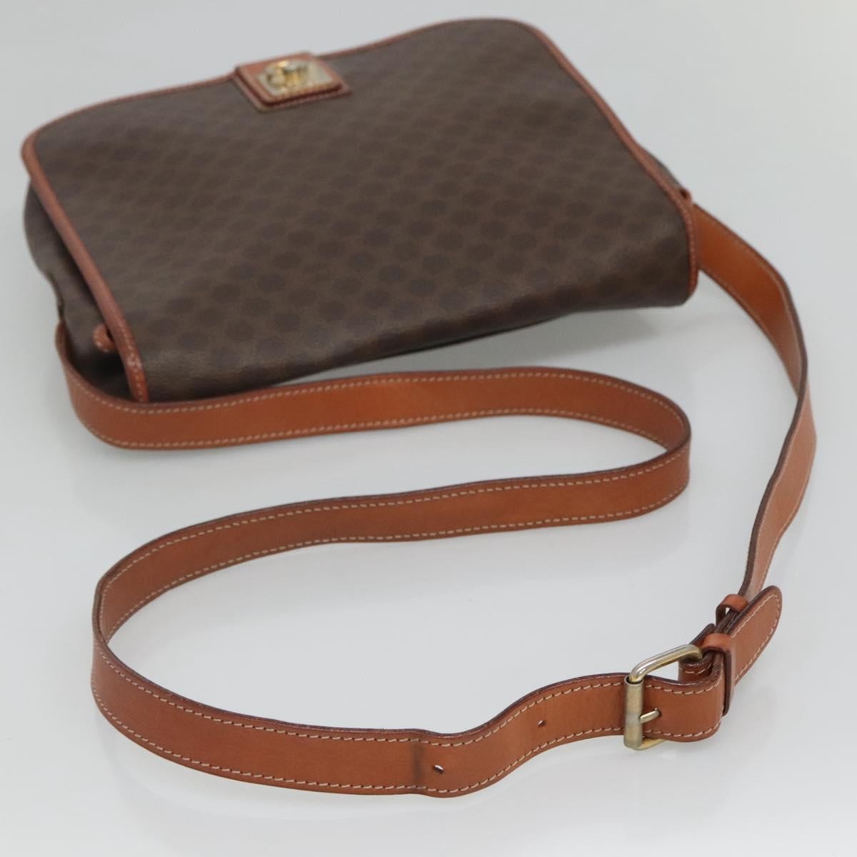 Celine Vintage Macadam Shoulder Bag Canvas and Leather, BROWN, CANVAS, Shoulder bag