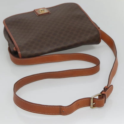 Celine Vintage Macadam Shoulder Bag Canvas and Leather, BROWN, CANVAS, Shoulder bag