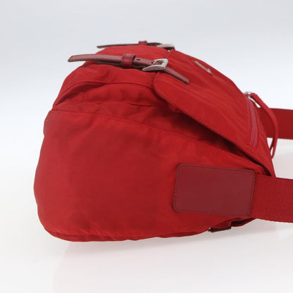 Prada Zip Buckle Messenger Bag Tessuto, Red, Nylon, Shoulder Bag
