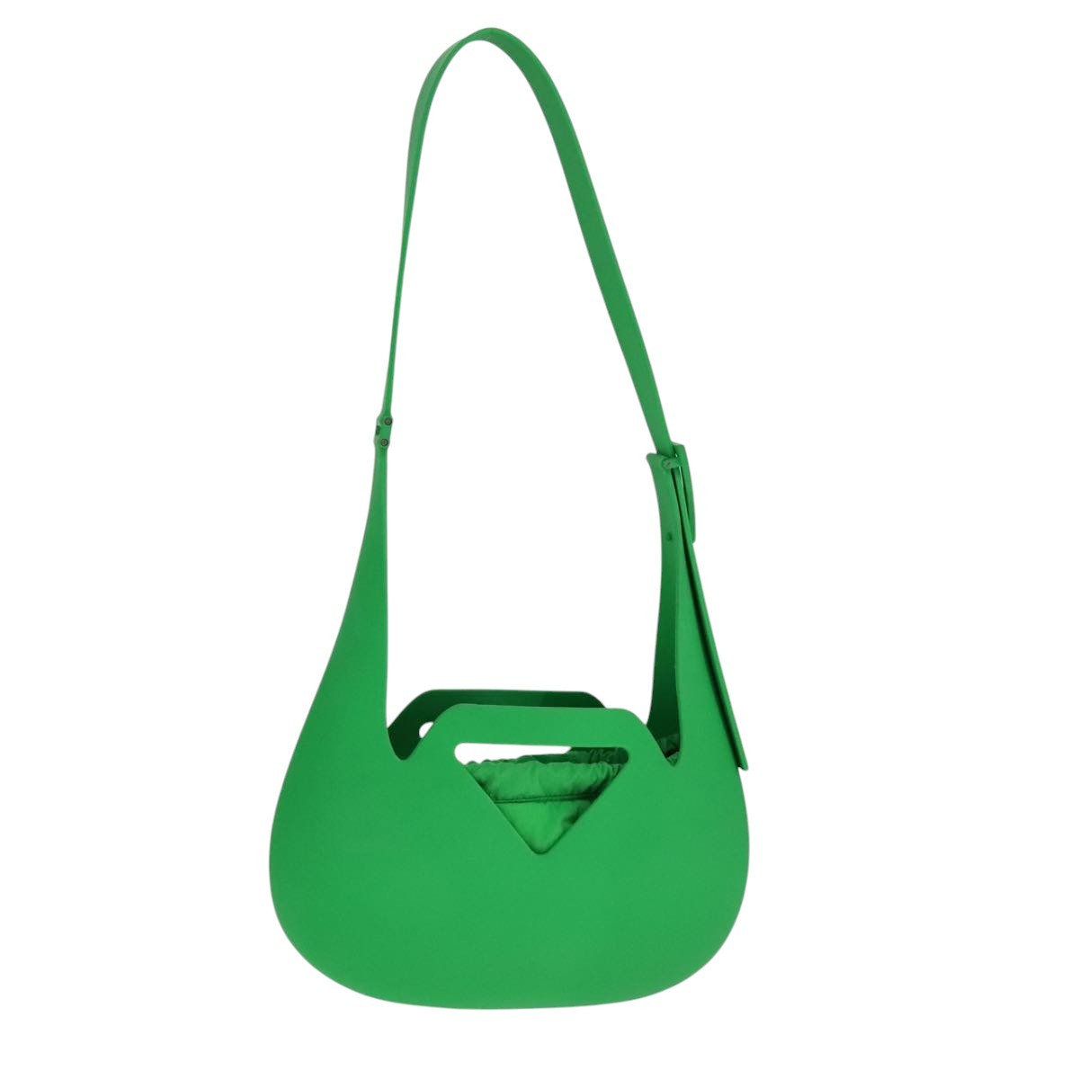 Bottega Veneta Punch Shoulder Bag Rubber with Nylon, GREEN, RUBBER, Shoulder bag
