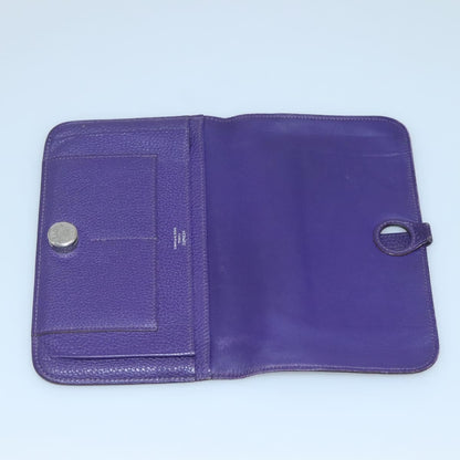 Hermes Dogon Duo Combined Wallet Leather, PURPLE, LEATHER, Wallets