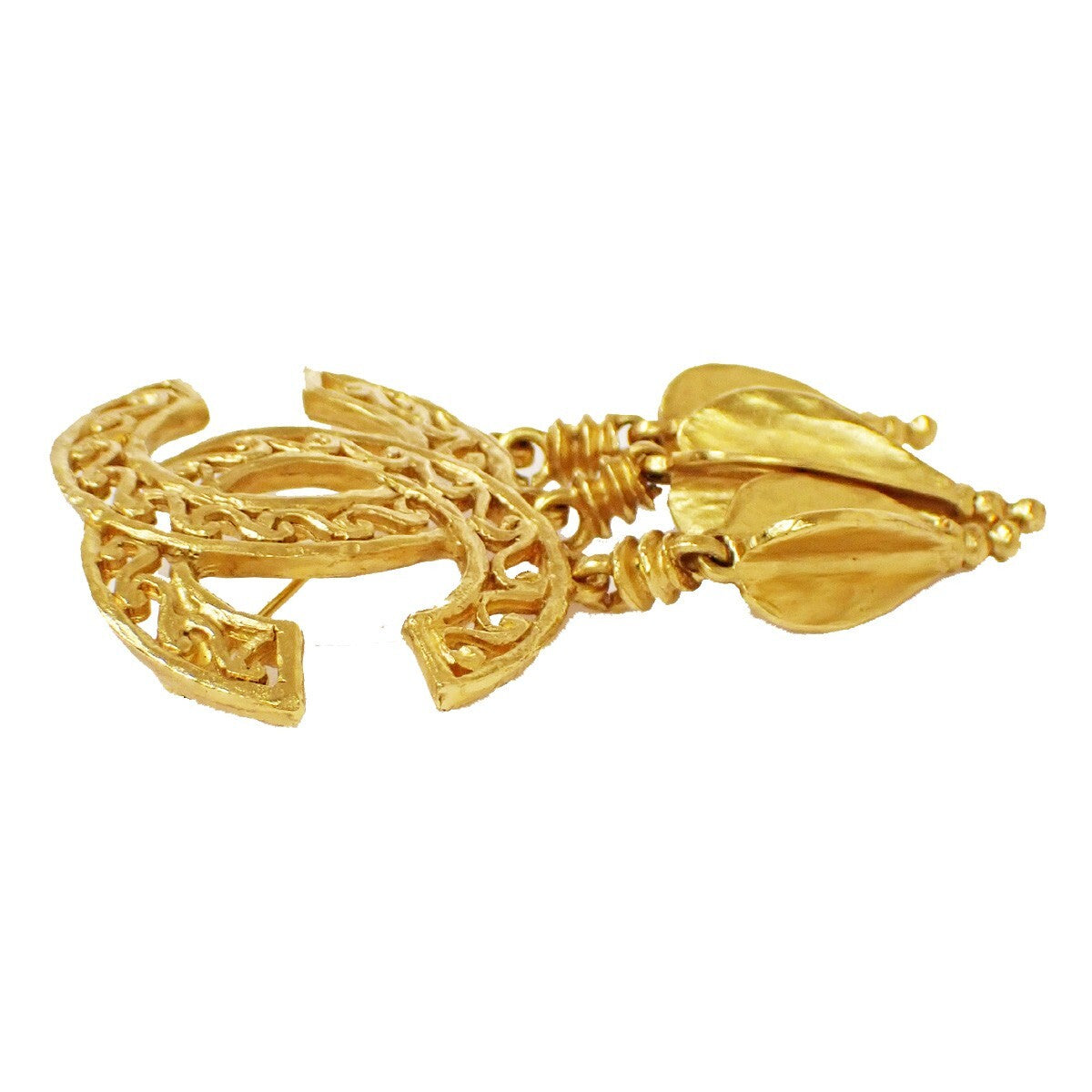 Chanel Vintage CC Fringe Brooch Metal, GOLD, GOLD_PLATED, Brooch