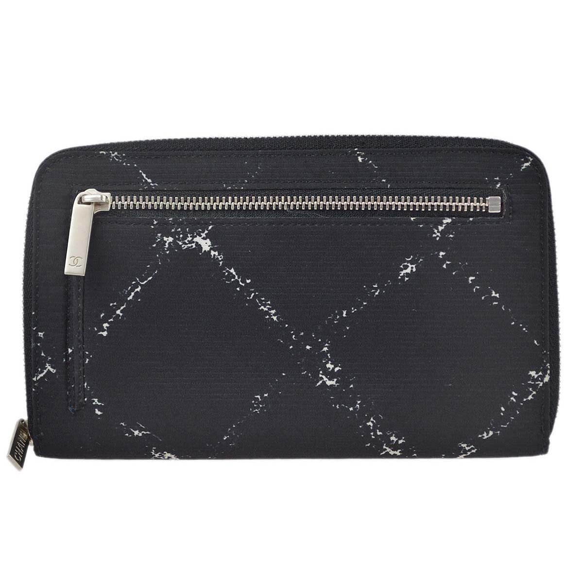 Chanel Travel Line ZIp Around Wallet Printed Nylon, BLACK, NYLON, Wallets