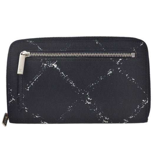 Chanel Travel Line ZIp Around Wallet Printed Nylon, BLACK, NYLON, Wallets