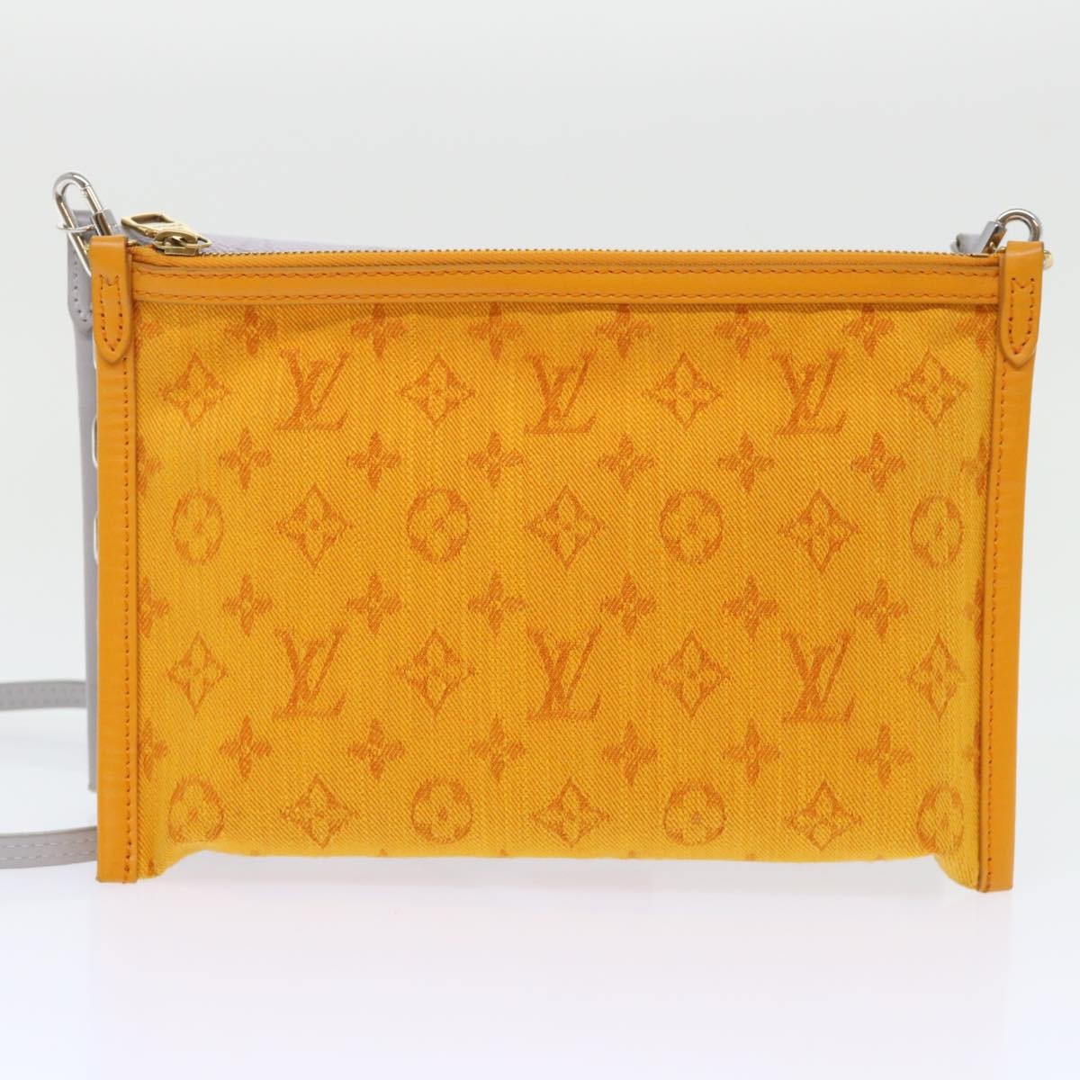 Louis Vuitton Double Flat Messenger Bag Limited Edition Logo Story Monogram Canvas and Denim, WHITE, CANVAS, Shoulder bag