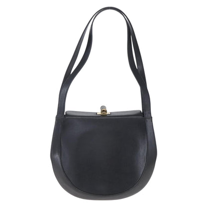 Salvatore Ferragamo Gancini Shoulder Bag Leather, BLACK, LEATHER, Shoulder bag